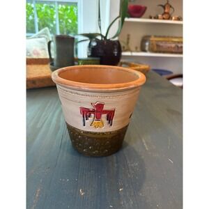 Vintage Southwestern Studio Pottery Thunderbird Horse Planter Crock Stoneware